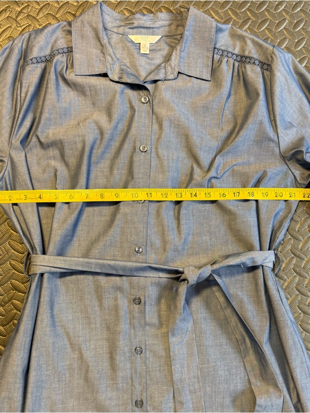 Time and Tru Blue Chambray Tie-Waist Midi Shirt Dress NWOT Size XL - Picture 5 of 9